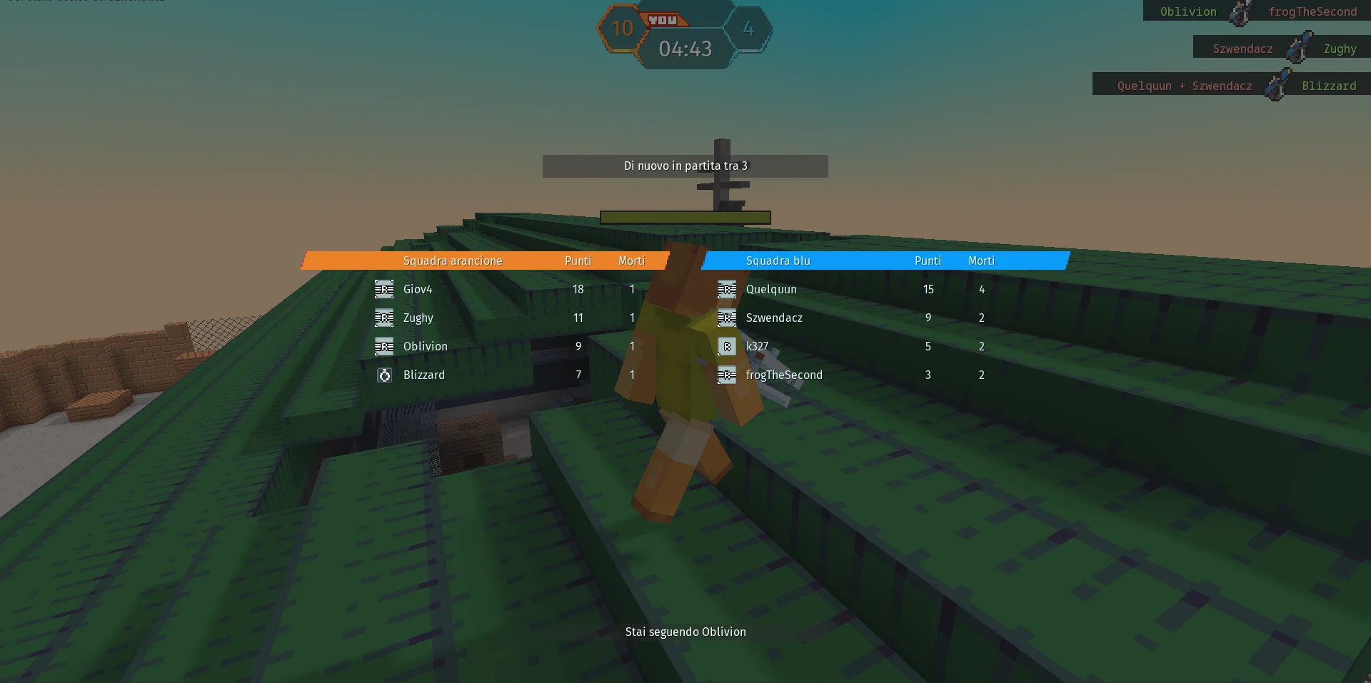 Block League match scoreboard